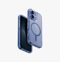 UNIQ Combat triple-layered protective case for iPhone 16 Pearl Blue - front and back