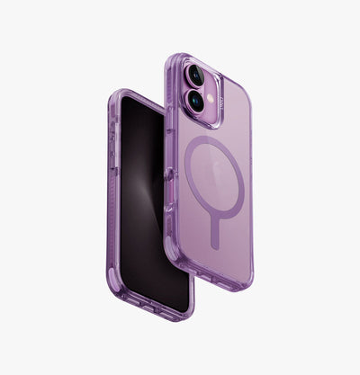 UNIQ Combat triple-layered protective case for iPhone 16 Grape Pink - front and back