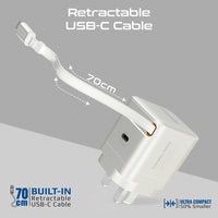 Promate Cubix-R65 شاحن 65 واط - أبيض - منفذ USB-C إضافي
