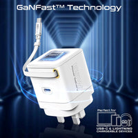 Promate Cubix-R65 شاحن 65 واط - أبيض - تصميم مدمج بتقنية GaNFast
