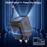 Promate Cubix-R65 شاحن 65 واط - أسود - تصميم مدمج بتقنية GaNFast