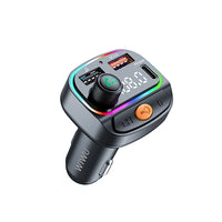 WiWU Wi-QC031 Bluetooth 5.3 Car FM Transmitter with RGB Lights & 38W Fast Charging | شاحن سيارة بلوتوث 5.3 مع إضاءة RGB وشحن سريع 38 واط