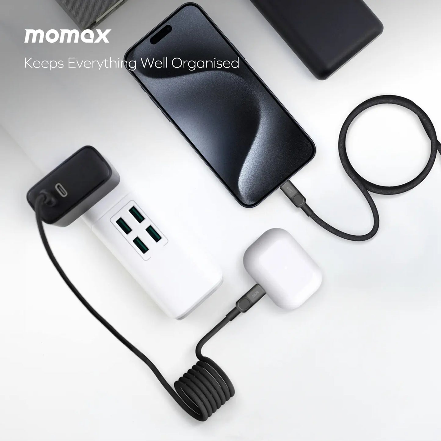 Kabloya Magnetîk a USB-C bo USB-C ya Momax Mag.Link 60W, 1 m - Kabloya Magnetîk a Momax Mag.Link, USB-C bo USB-C, Şarjkirina 60W, Dirêjahiya 1 m