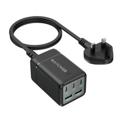 RAVPower RP-PC1045 75W GaN 5-Port Desktop Charger – شاحن مكتبي راف باور 75 واط، 5 منافذ، تقنية GaN،