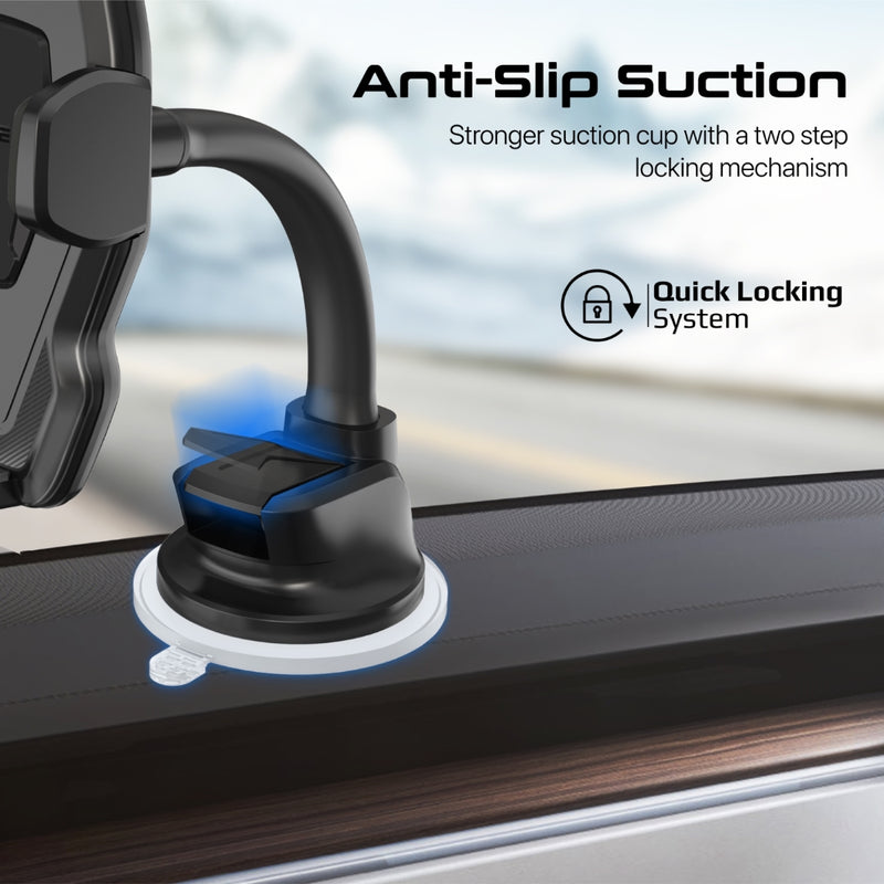 Promate DashMount suction cup mounted with phone attached