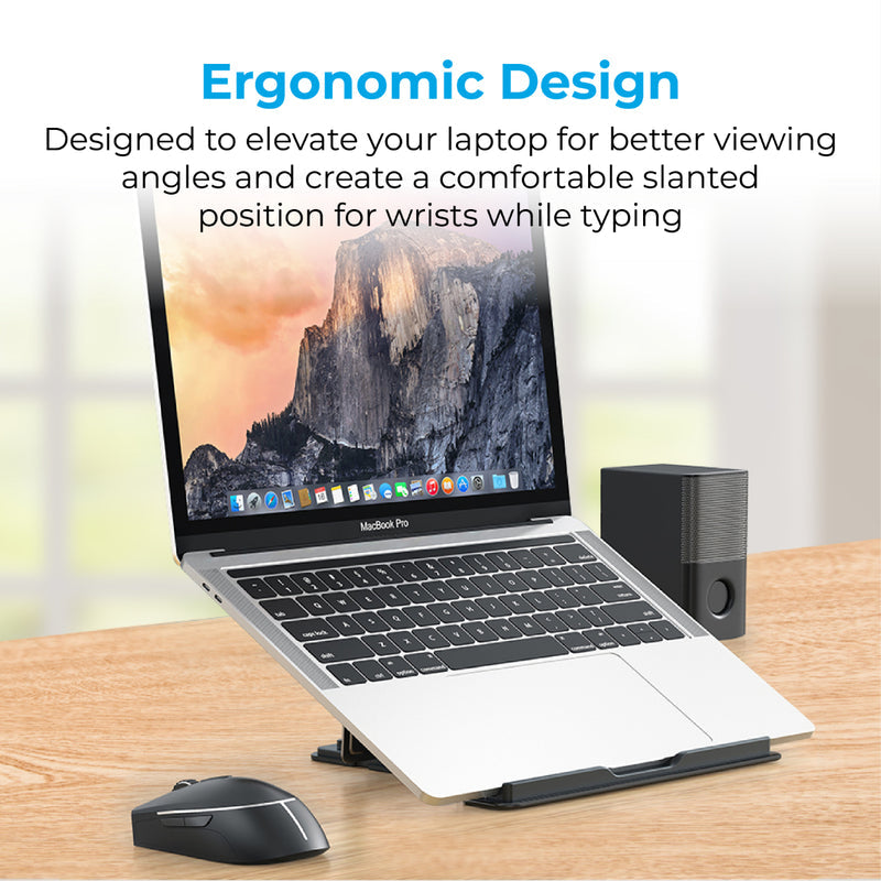 Promate DeskMate-5 Grey laptop stand - angle view