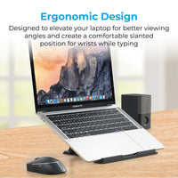 Promate DeskMate-5 Grey laptop stand - angle view
