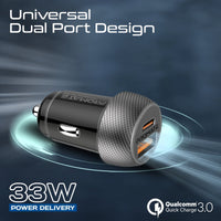 Promate DriveGear-33Ci منفذ USB-C 33 واط ومنفذ USB-A بتقنية QC 3.0