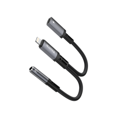 Master Braided 2-in-1 Lightning Male to Lightning Female AUX Adapter Black MAD2IN1LTOLTOAX-BK