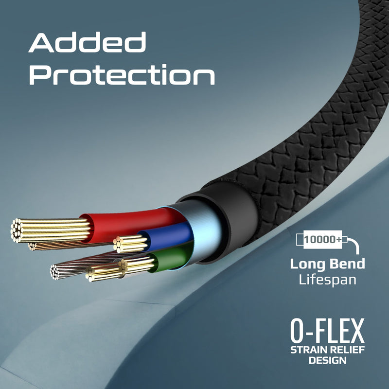 Promate XCord-Ai200 Black cable charging an iPhone