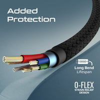 Promate XCord-Ai200 Black cable charging an iPhone