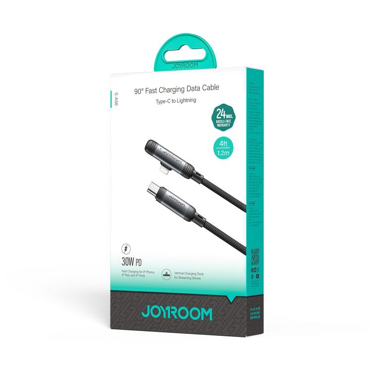 كيبل جويرووم انجوي X سيريس 90 درجة يو اس بي سي الى لايتننغ بقدرة شحن 30 واط وطول 1.2 متر | JOYROOM EnjoyX Series 90° Fast Charging Data Cable Type-C to Lightning 30W 1.2M