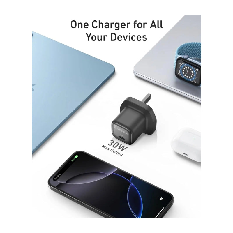 شاحن حائط انكر زولو بقدرة 30 واط و منفذ تايب سي | Anker Zolo Wall Charger 30W USB-C – Compact and Fast