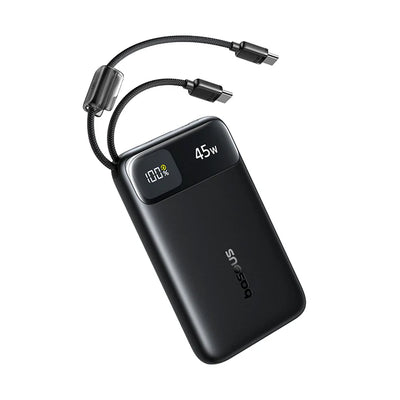 Baseus EnerFill FC11 Digital Display Power Bank with Dual Built-in USB-C Cables 10000mAh 45W - Cosmic Black