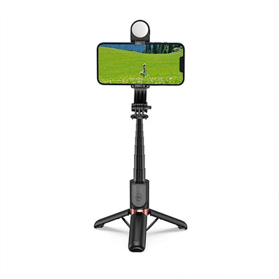 حامل سيلفي ويوو Wi-SE011 محمول مع تحكم عن بعد بلوتوث وإضاءة تجميل | WiWU Mini Portable Selfie Stick Wi-SE011 with Bluetooth Remote & Beauty Light