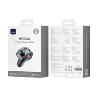 WiWU Wi-QC031 Bluetooth 5.3 Car FM Transmitter with RGB Lights & 38W Fast Charging | شاحن سيارة بلوتوث 5.3 مع إضاءة RGB وشحن سريع 38 واط