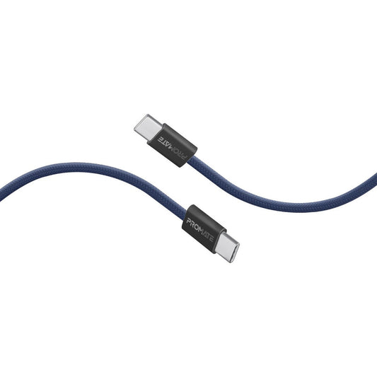 Promate EcoLine-CC120 Navy 60W USB-C to USB-C fabric braided cable - main view
