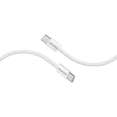 Promate EcoLine-CC120 White 60W USB-C to USB-C fabric braided cable - main view