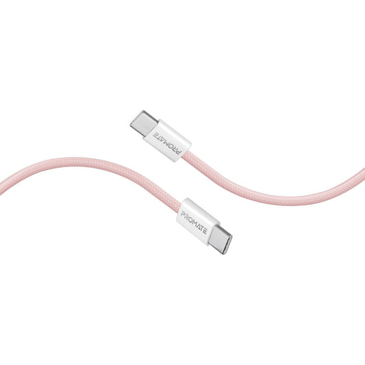 Promate EcoLine-CC120 Pink 60W USB-C to USB-C fabric braided cable - main view