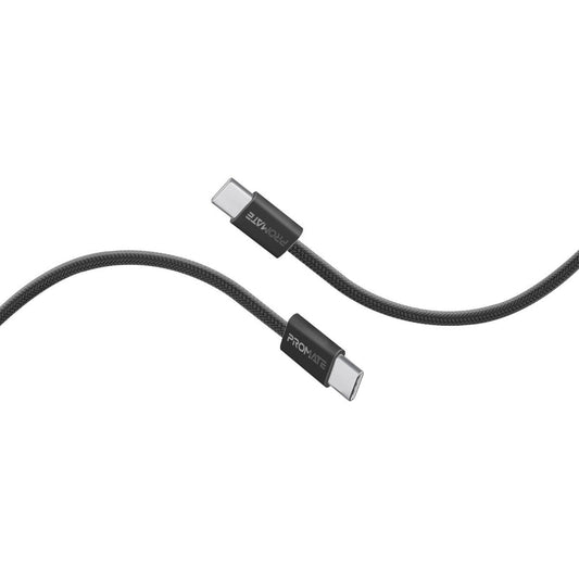 Promate EcoLine-CC120 Black 60W USB-C to USB-C fabric braided cable - main view