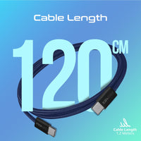 Promate EcoLine-CC120 Navy cable charging a phone at 60W Power Delivery