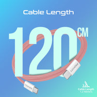 Promate EcoLine-CC120 Pink cable charging a phone at 60W Power Delivery