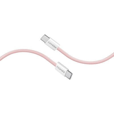 Promate EcoLine-CC200 Pink 60W USB-C to USB-C fabric braided cable 2m - main view
