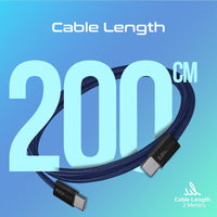 Promate EcoLine-CC200 Navy cable charging a phone at 60W Power Delivery