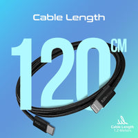 Promate EcoLine-Ci120 Black cable fast charging an iPhone at 27W
