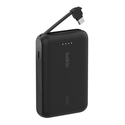 باور بانك بيلكن بسعة 10,000 مللي أمبير مع كيبل تايب سي مدمج | Belkin 10K Power Bank with Integrated USB-C Cable