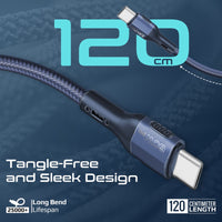 Promate FletchLink-CC Blue 120cm USB-C to USB-C cable full length