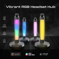 Promate FortX headset stand RGB lighting modes - angle view