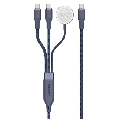 Promate Fusion-CCW Blue 100W multi-device charging cable with Apple Watch charger - main view