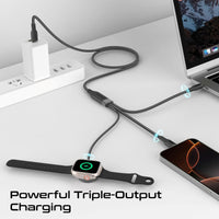 Promate Fusion-CCW Black dual USB-C outputs and Apple Watch charging puck close-up