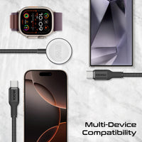 Promate Fusion-CCW Black charging a laptop phone and Apple Watch at once