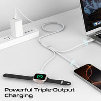 Promate Fusion-CCW White dual USB-C outputs and Apple Watch charging puck close-up