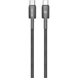 Green Lion USB-C to USB-C Transparent Braided PC Cable 1m PD 100W – Black | كابل Green Lion USB-C إلى USB-C شفاف مضفر PD 100W بطول 1 متر – أسود