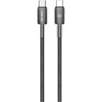Green Lion USB-C to USB-C Transparent Braided PC Cable 1m PD 100W – Black | كابل Green Lion USB-C إلى USB-C شفاف مضفر PD 100W بطول 1 متر – أسود