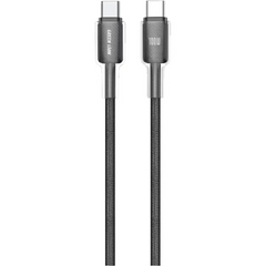 Green Lion USB-C to USB-C Transparent Braided PC Cable 1m PD 100W – Black | كابل Green Lion USB-C إلى USB-C شفاف مضفر PD 100W بطول 1 متر – أسود