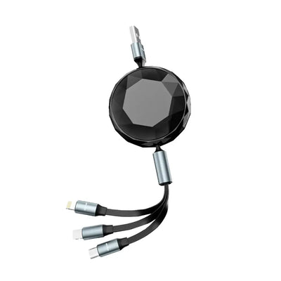 Green Lion 5 in 1 Diamond Retractable Cable - Black | كيبل جرين ليون القابل للسحب 5 في 1