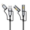 كيبل Green Lion 6 في 1 للشحن مع إضاءة LED وإشعال 1.2 متر 60 واط - رمادي | Green Lion 6 in1 Cable Charging, Led Light, Ignition - 1.2m PD 60W - Gray