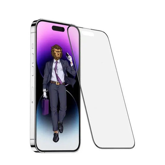 Green Lion 9H Steve Matte Strong Full Glass Protector for iPhone 14 Pro (6.1") - Black Edge/Clear - زجاج حماية جرين ليون ستيف مات