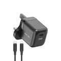 Green Lion Ultra Compact GaN Wall Charger UK Pin USB-C 20W with C to L – Black | شاحن حائط GaN فائق الضغافة من Green Lion بقابس UK ومنفذ USB-C بقدرة 20W مع كابل C to L – أسود