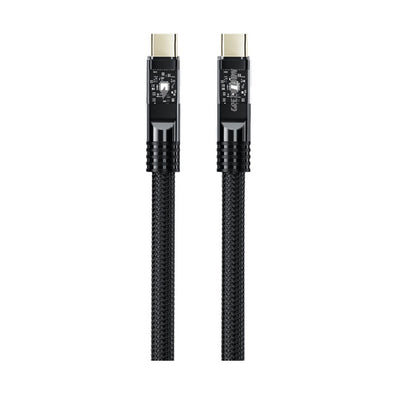 كيبل جرين لايون مضفر يو اس بي سي الى يو اس بي سي باضائة LED وقدرة شحن 60 واط - اسود | Green Lion LED Braided USB-C to USB-C Cable 60W - Black