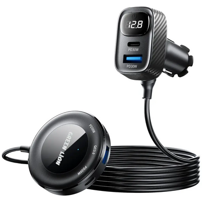 Green Lion 5-in-1 Multi-Port Car Charger Set – Black | مجموعة شاحن سيارة متعدد المنافذ 5 في 1 من Green Lion – أسود