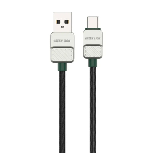 Kabloya Elektroplatkirî ya USB-A bo USB-C ya Green Lion 1M 15W - Reş û Kesk