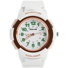 ساعة جرين لايون Explorer للأطفال بتتبع الموقع - أبيض | Green Lion EXPLORER Kids Analog Watch – White