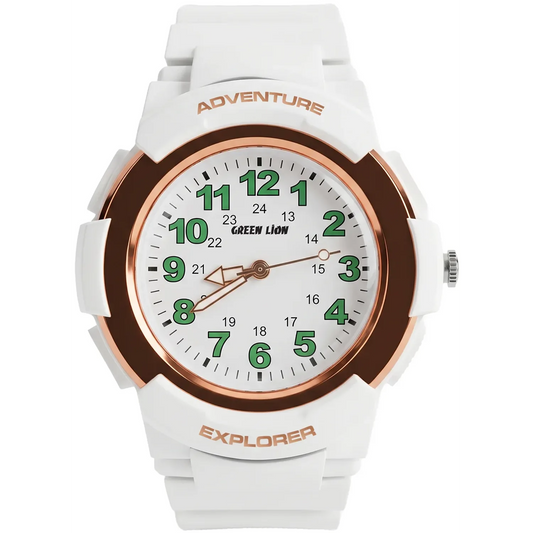 ساعة جرين لايون Explorer للأطفال بتتبع الموقع - أبيض | Green Lion EXPLORER Kids Analog Watch – White