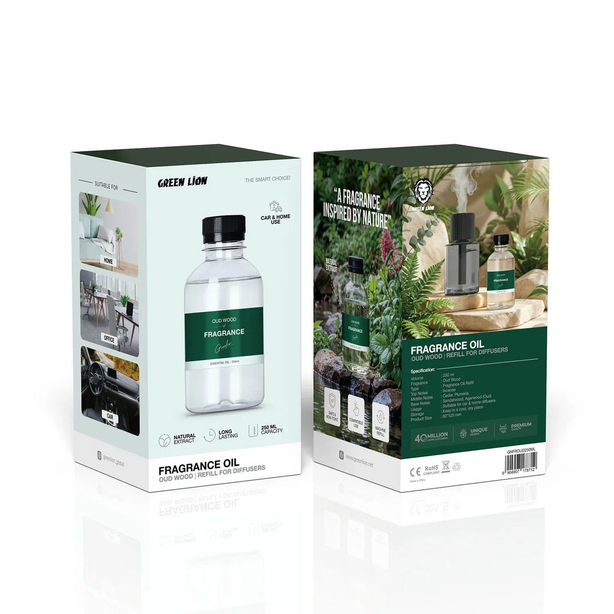 زيت عطري جرين لايون Oud Wood بسعة 250 مل | Green Lion Fragrance Oil Oud Wood 250mL – Clear
