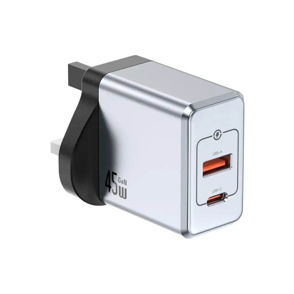 Şarjêra Dîwêr a Green Lion GaN 45W - Gewr | Şarjêra Dîwêr a Green Lion GaN Premium UK Plug 45W - Gewr